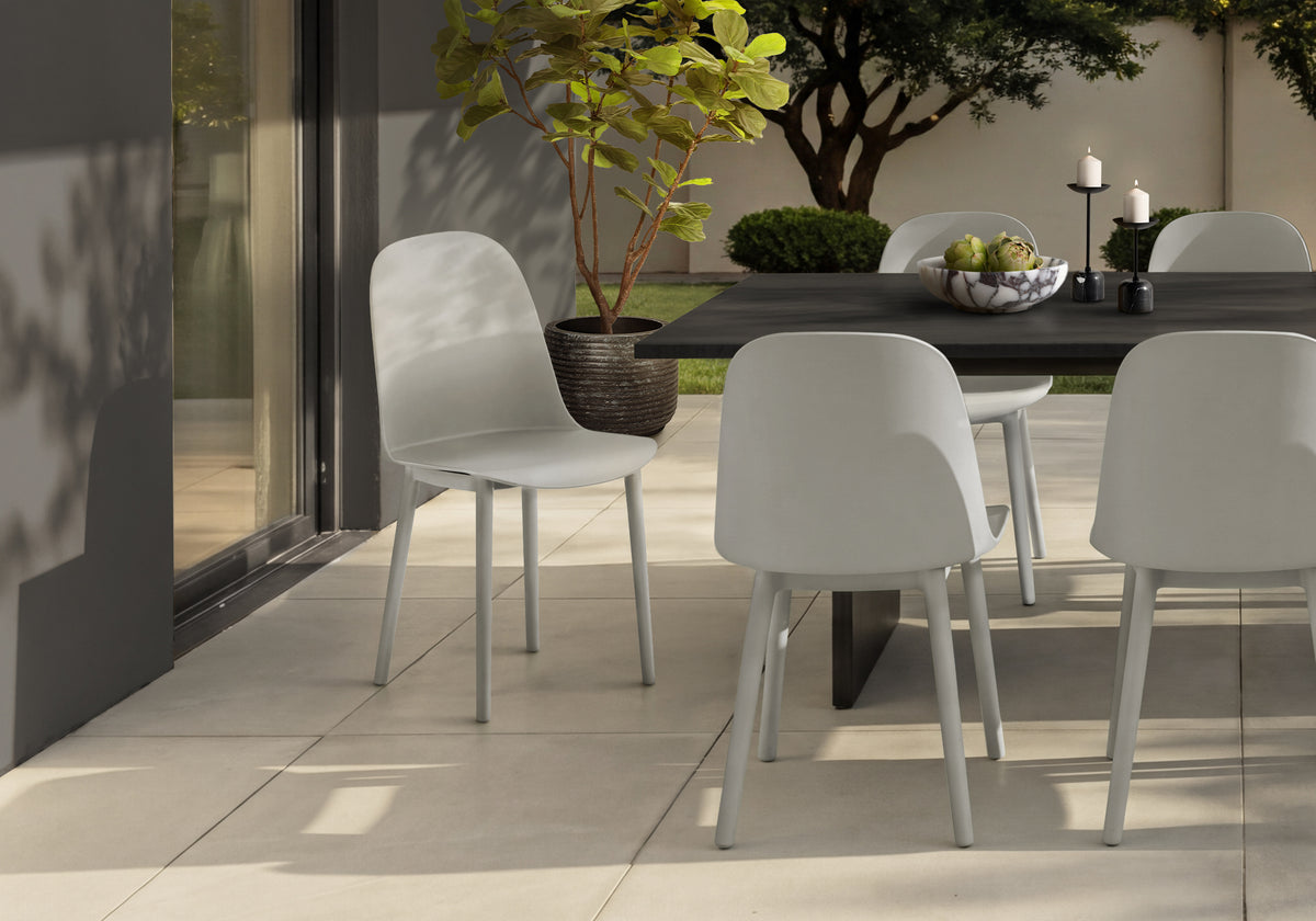 Outdoor Chair, 33'h, Patio Chairs, Set Of 4, Light Grey, Contemporary, Modern