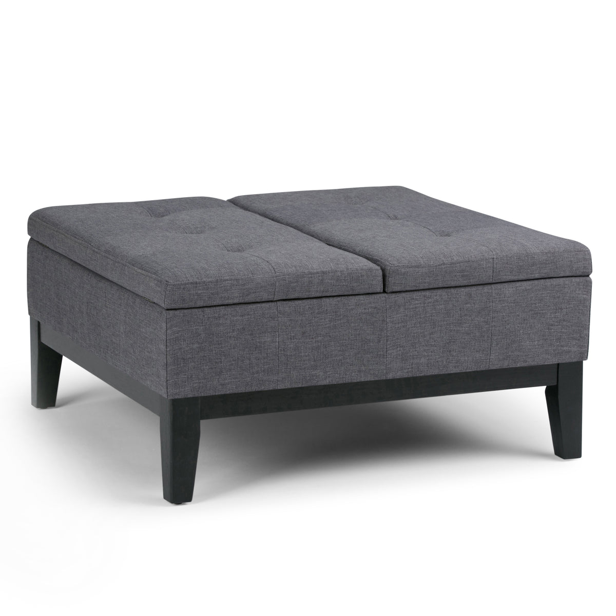 Dover - Square Coffee Table Storage Ottoman - Slate Grey