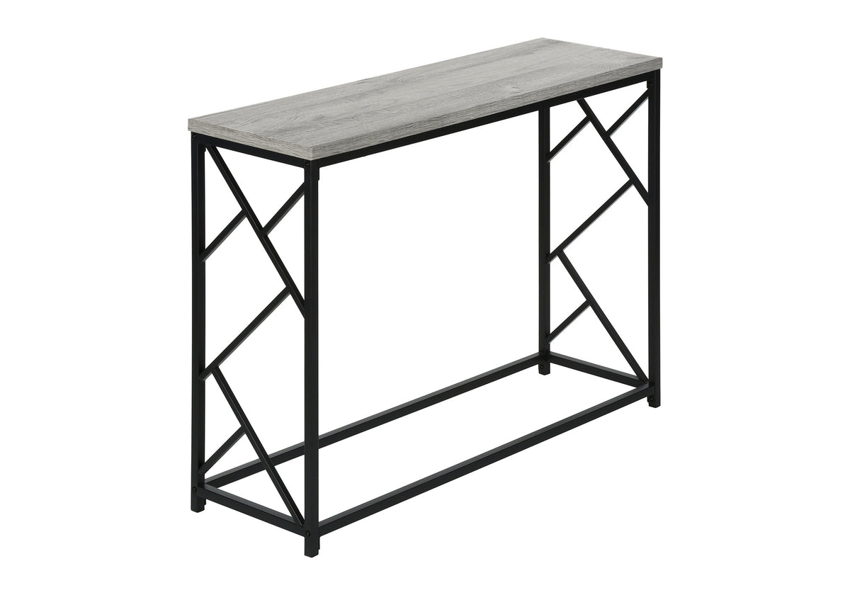 Accent Table, Console, Entryway, Narrow, Sofa, Living Room, Bedroom, Grey Laminate, Black Metal, Contemporary, Modern