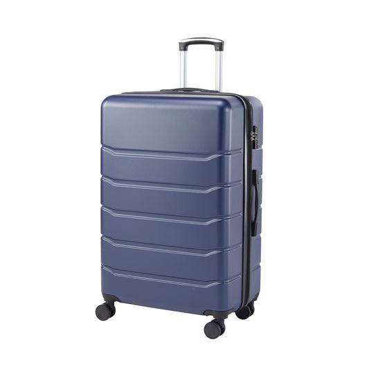 Hard sided expand suitcase with rotating wheels, TSA lock, retractable handle, blue, 24'