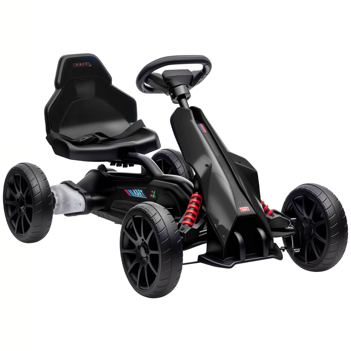 Aosom 12V Electric Go Kart for Kids, Outdoor Ride On Toy Battery Powered with EVA Tires, 2 Speeds, Adjustable Seat, Safety Belt, Forward & Backward Drive, Gift for Child 3-8 Years Old, Black