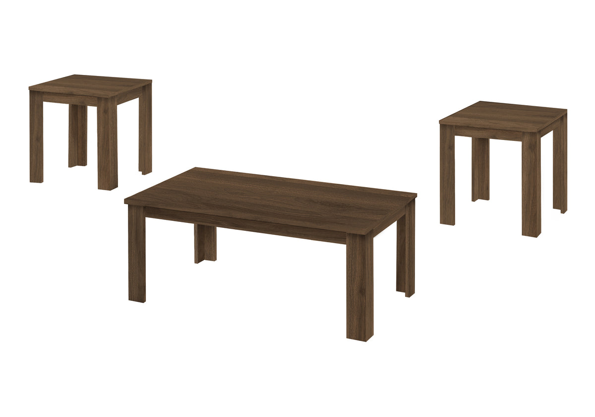 Table Set, 3pcs Set, Coffee, End, Side, Accent, Living Room, Walnut Laminate, Transitional