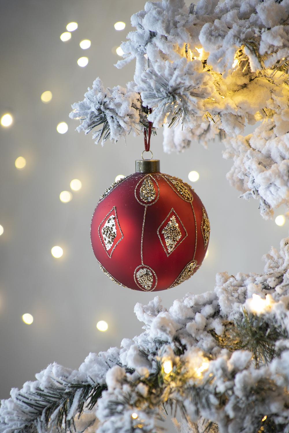 D4.7' Christmas Ball Ornaments, Glass Decorative Hanging Ball Christmas Tree Ornaments for Holiday Party Decorations, Set of 4