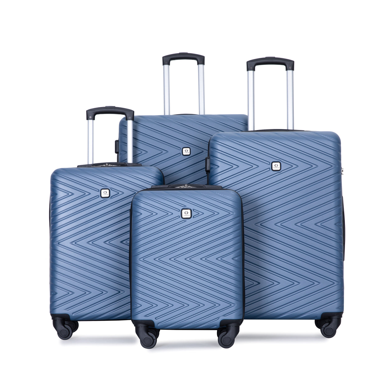 luggage 4-piece ABS lightweight suitcase with rotating wheels, 24 inch and 28 inch with TSA lock, (16/20/24/28) BLUE