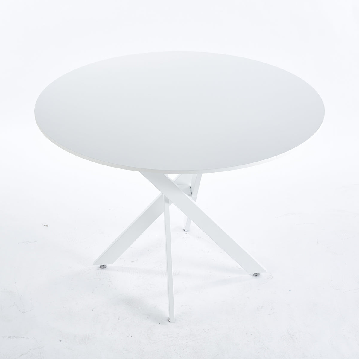42.1'WHITE Table Mid-century Dining Table for 4-6 people With Round Mdf Table Top, Pedestal Dining Table, End Table Leisure Coffee Table,cross leg