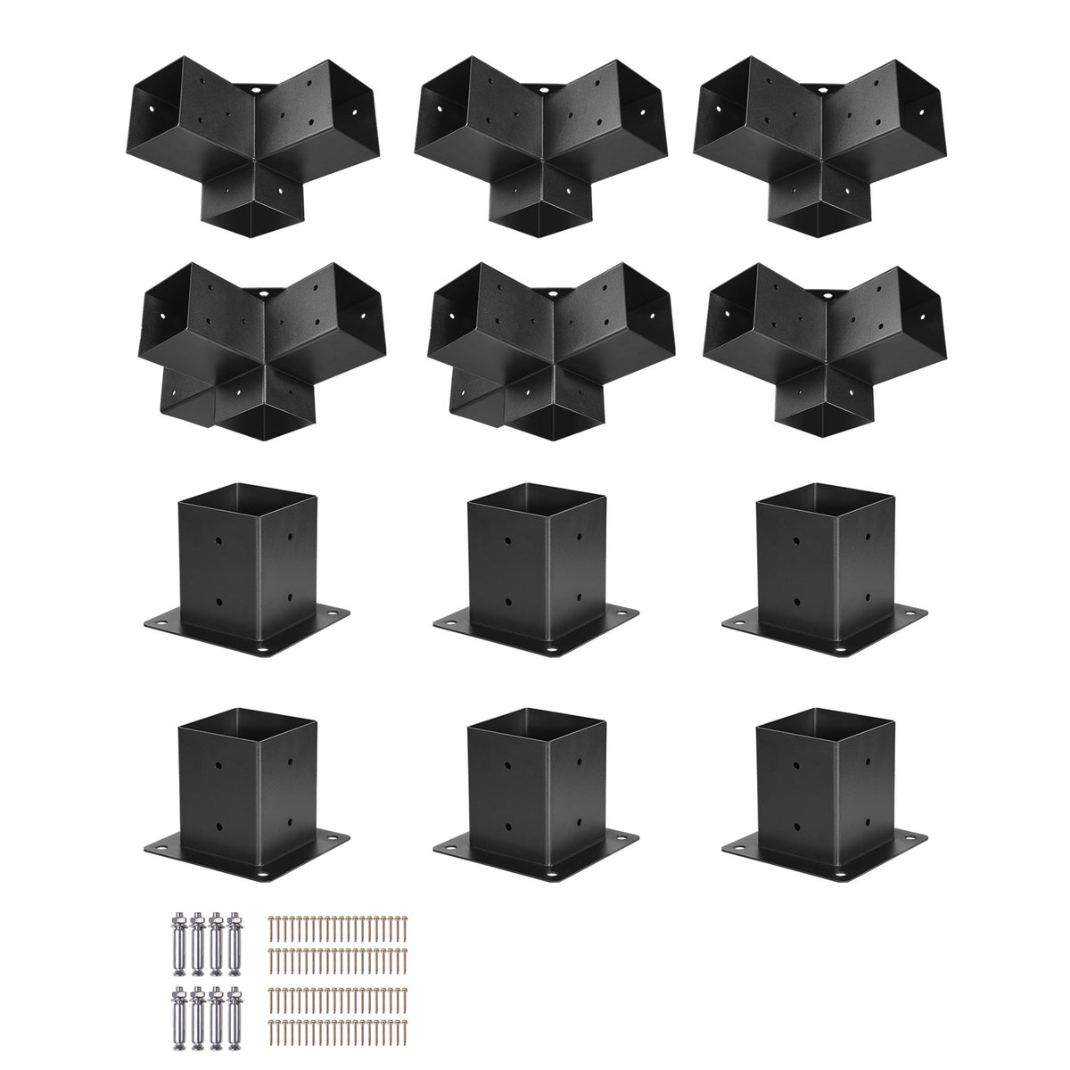 4x4 Inch Pergola Bracket Kit Inner 3.5x3.5 3- and 4-Way Brackets with Bases