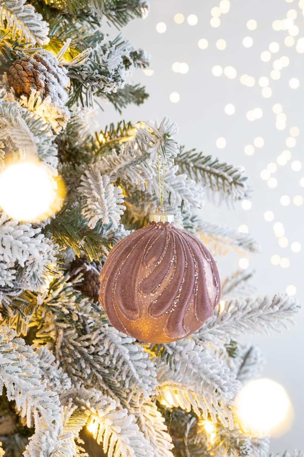 D3.9' Christmas Ball Ornaments, Glass Decorative Hanging Ball Christmas Tree Ornaments for Holiday Party Decorations, Set of 6