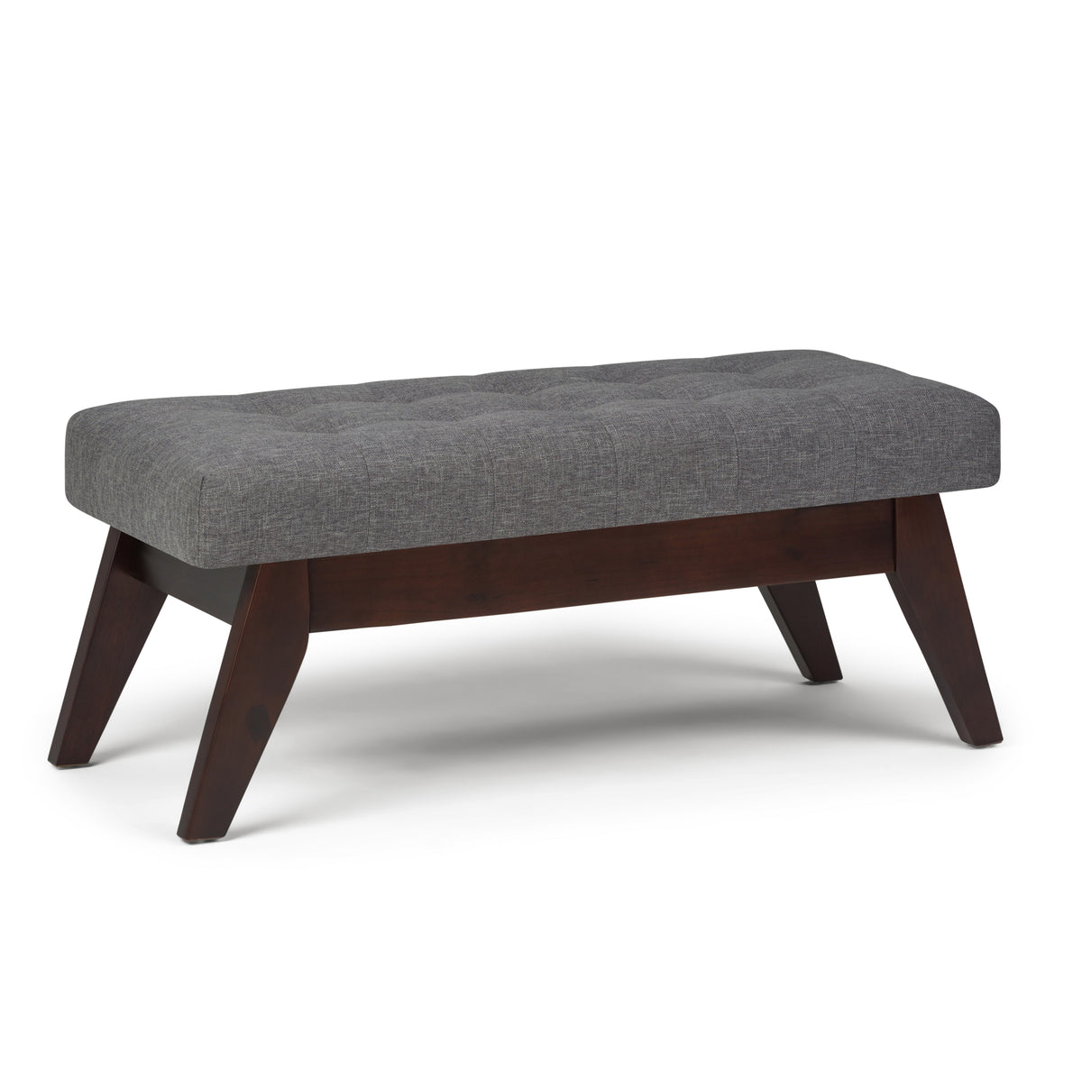 Draper - Mid Century Tufted Ottoman Bench - Slate Grey
