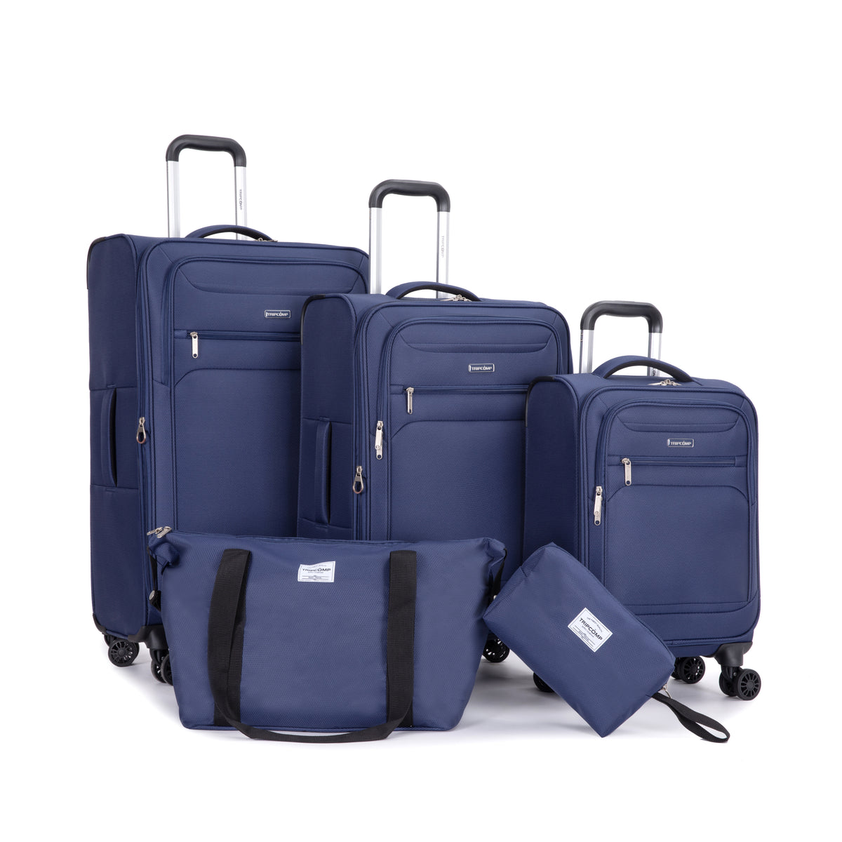 5-Piece Set (18/23/27/Travelbag /toiletry bag) ,Softshell Suitcase Spinner Wheels Terylene Polyester Luggage Sets Carry On Suitcase Luggage Lightweight Durable Suitcase BLUE