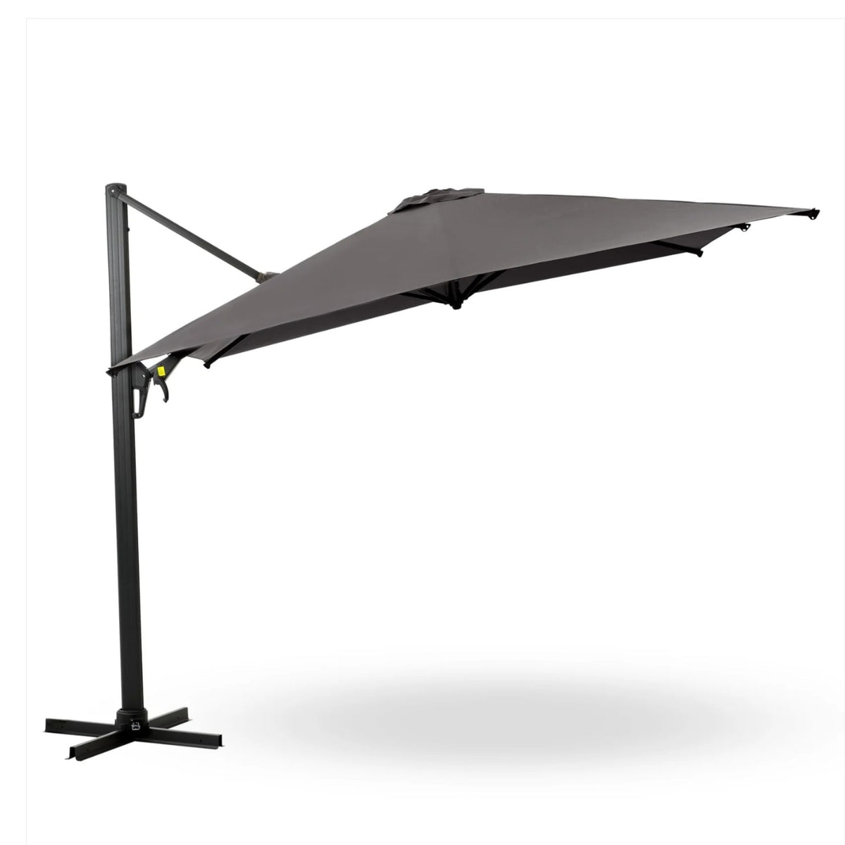 Gray Square Cantilever Patio Umbrella with 360° Rotation & Infinite Tilt Adjustment, Heavy Duty Polyester Canopy, 10 Ft Size
