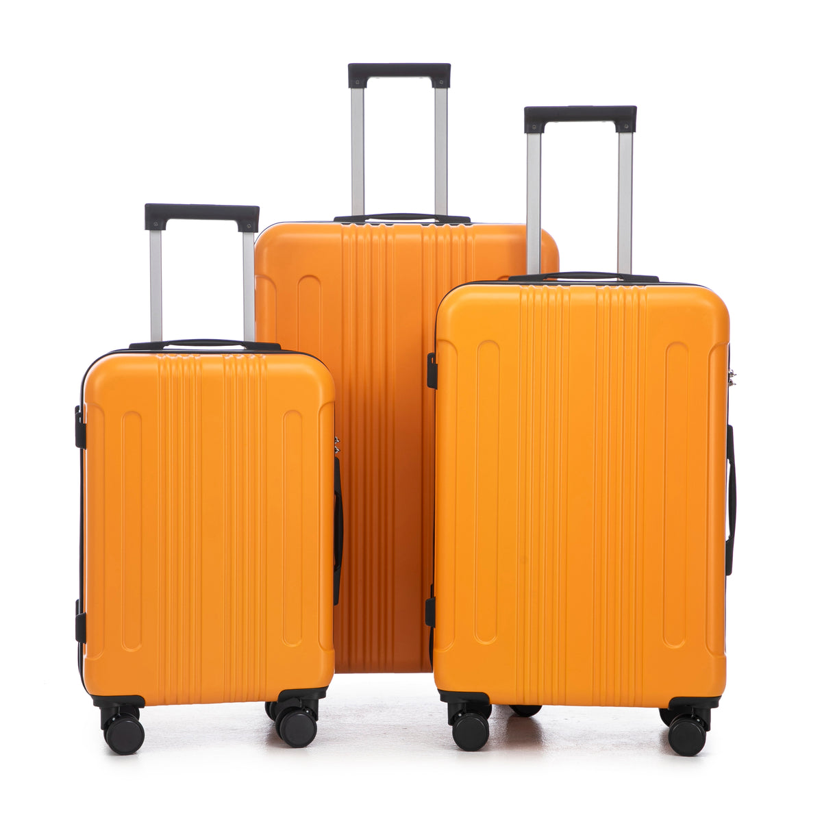 Black+Orange ABS Spinner Luggage Set 20/24/28 Inch, 3-Piece Carry-On Suitcase with TSA Lock, Durable Hard Shell