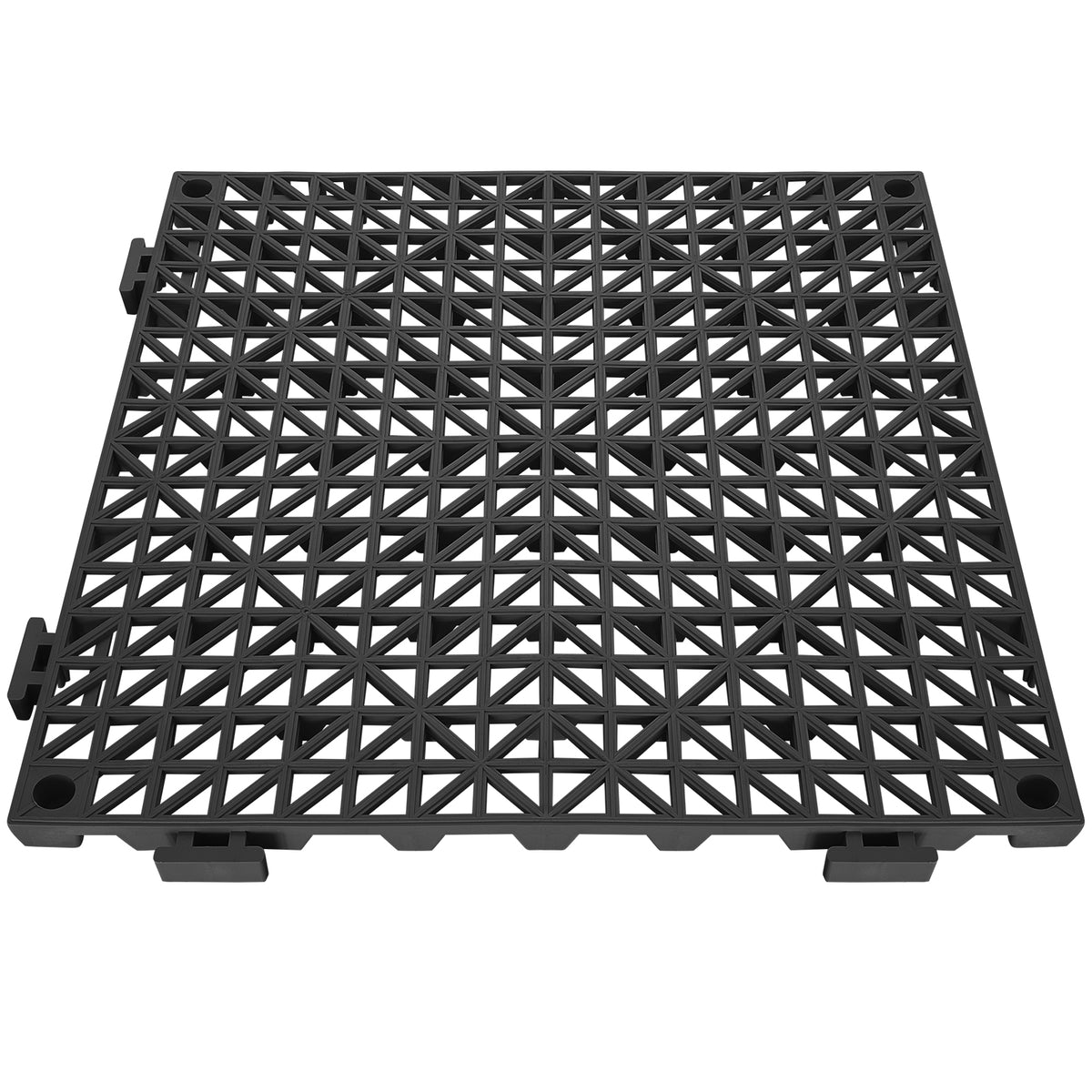 Interlocking Tile 55PCS Black, Drainage Tiles 12' x 12' Splicing, PVC Interlocking Drainage Floor Tiles, Non-Slip Drainage Holes for Restroom, Bathroom, Kitchen, Pool, Wet Areas