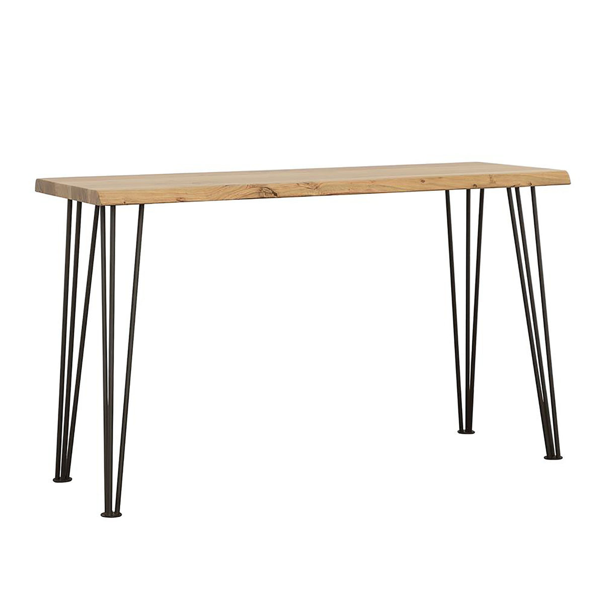 Natural and Matte Black Sofa Table with Hairpin Leg