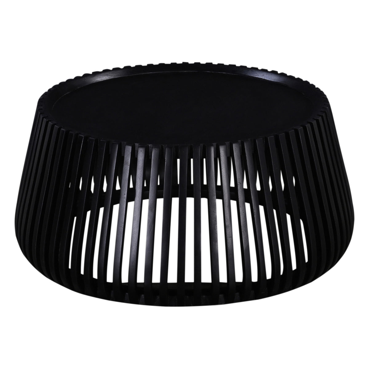 Contemporary 31' Solid Wood Drum-Shaped Coffee Table, Living Room Sofa Table, Black