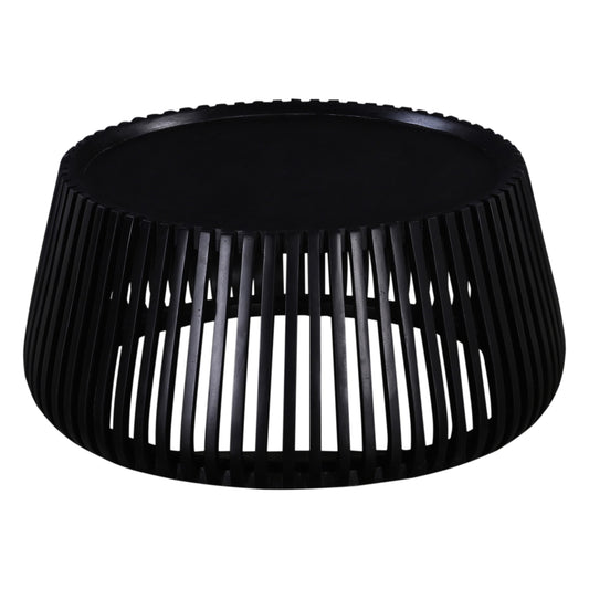 Contemporary 31' Solid Wood Drum-Shaped Coffee Table, Living Room Sofa Table, Black