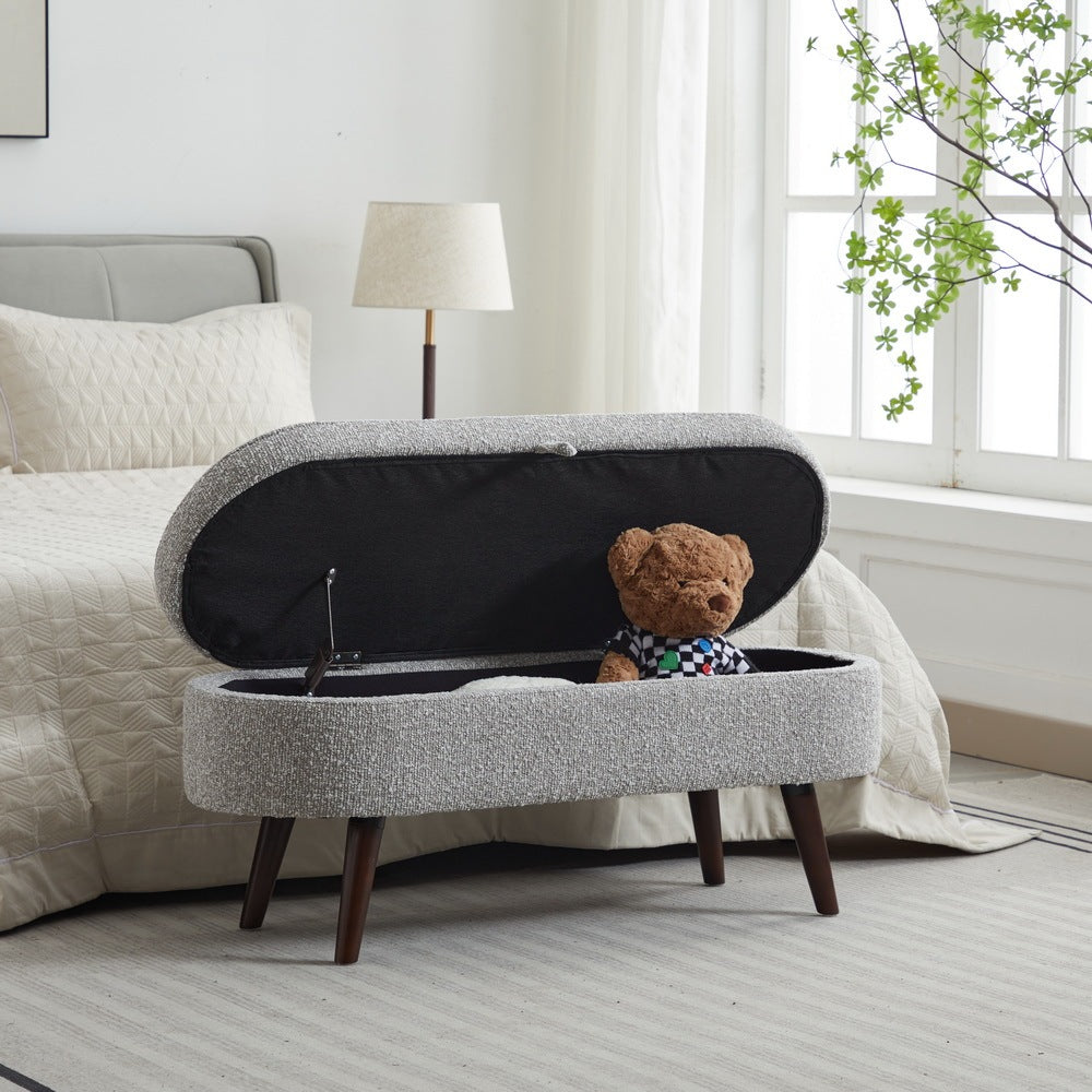 S02 Basics Upholstered Storage Ottoman and Entryway Bench GREY