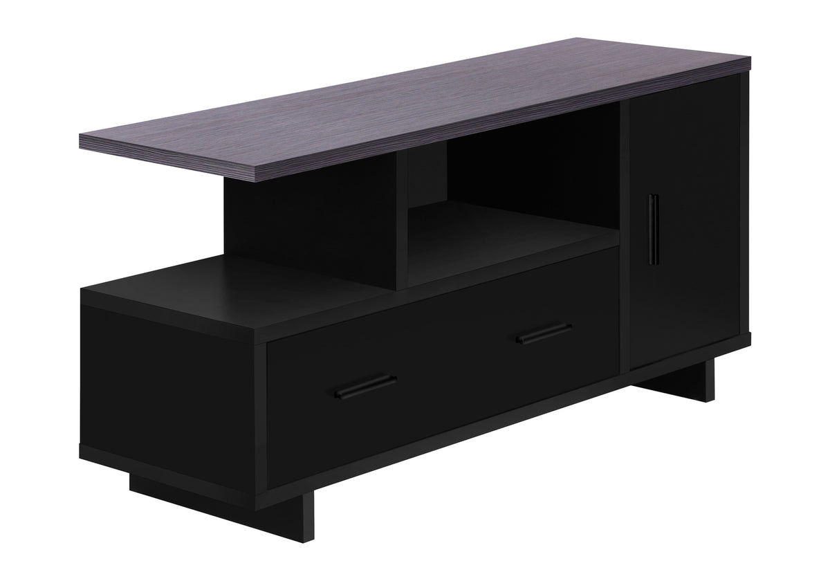 Tv Stand, 48 Inch, Console, Media Entertainment Center, Storage Cabinet, Drawers, Living Room, Bedroom, Black And Grey Laminate, Contemporary, Modern