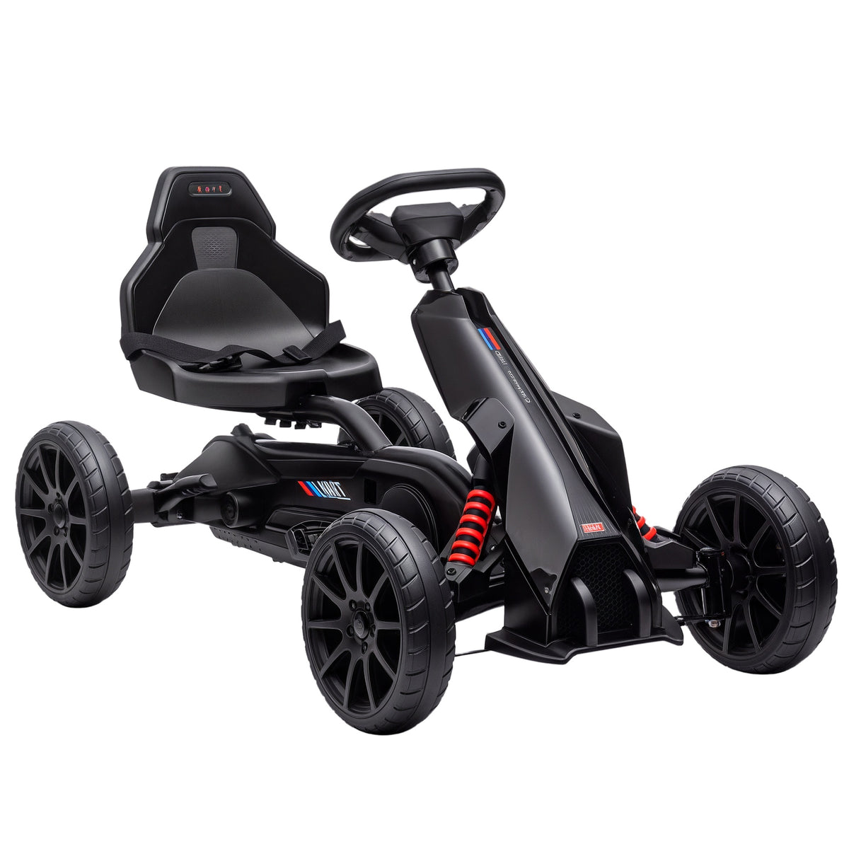 Aosom Kids Pedal Go Kart, Outdoor Ride on Toy with Adjustable Seat, Swing Axle, Handbrake, 4 Non-Slip EVA Wheels for Boys and Girls Aged 3-8 Years Old, Black