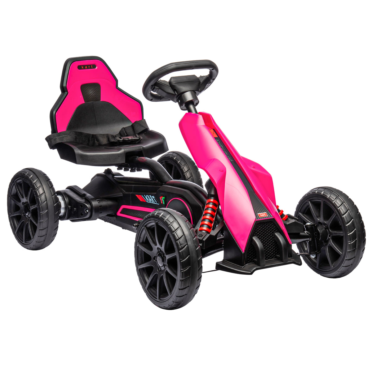 Aosom 12V Electric Go Kart for Kids, Outdoor Ride-On Toy with Forward Backward Drive & Adjustable Speed, Gift for Child 3-8 Years Old, Pink