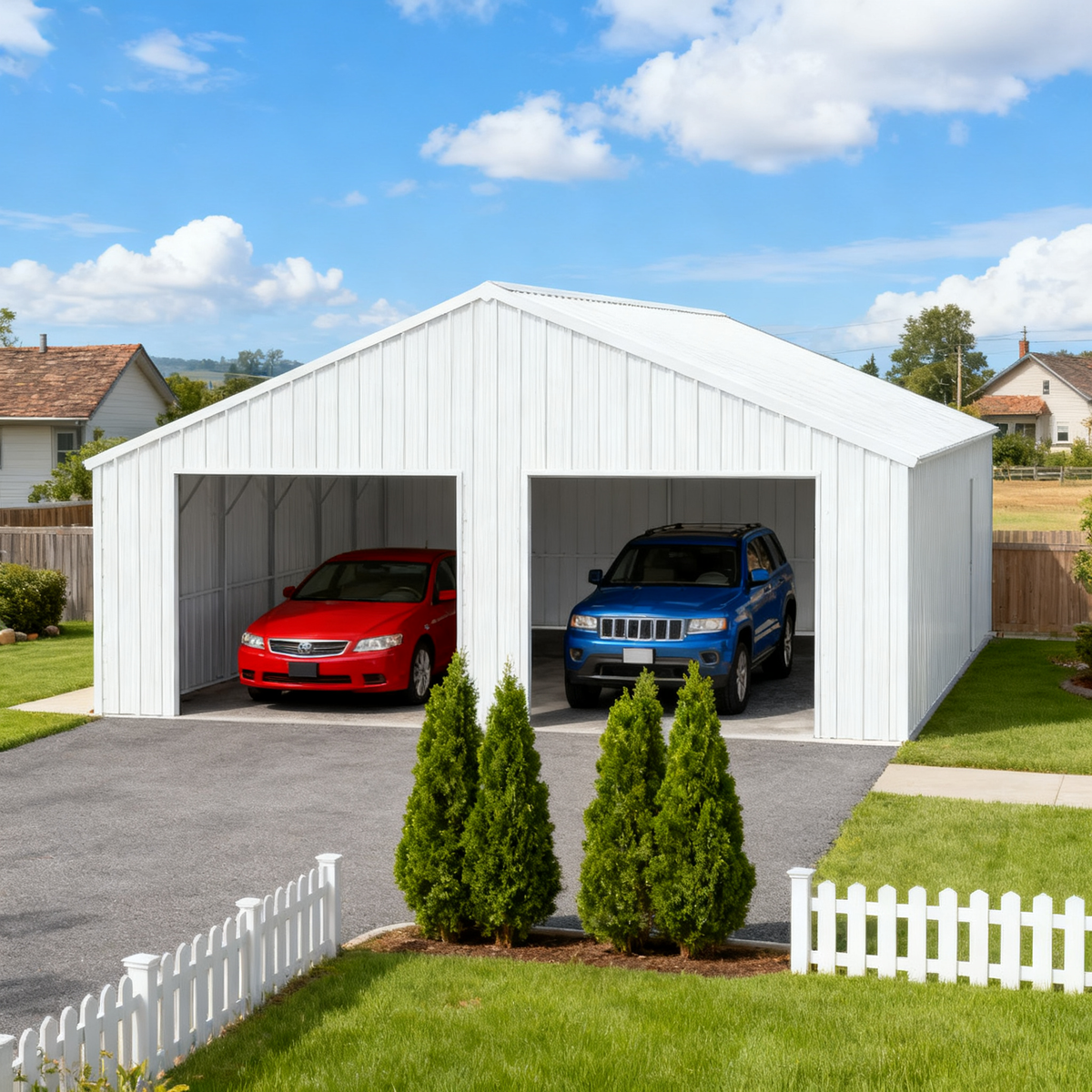 33FT x 25FT Metal Garage Barn – Reinforced Steel Structure with Dual Doors  Storage Shed