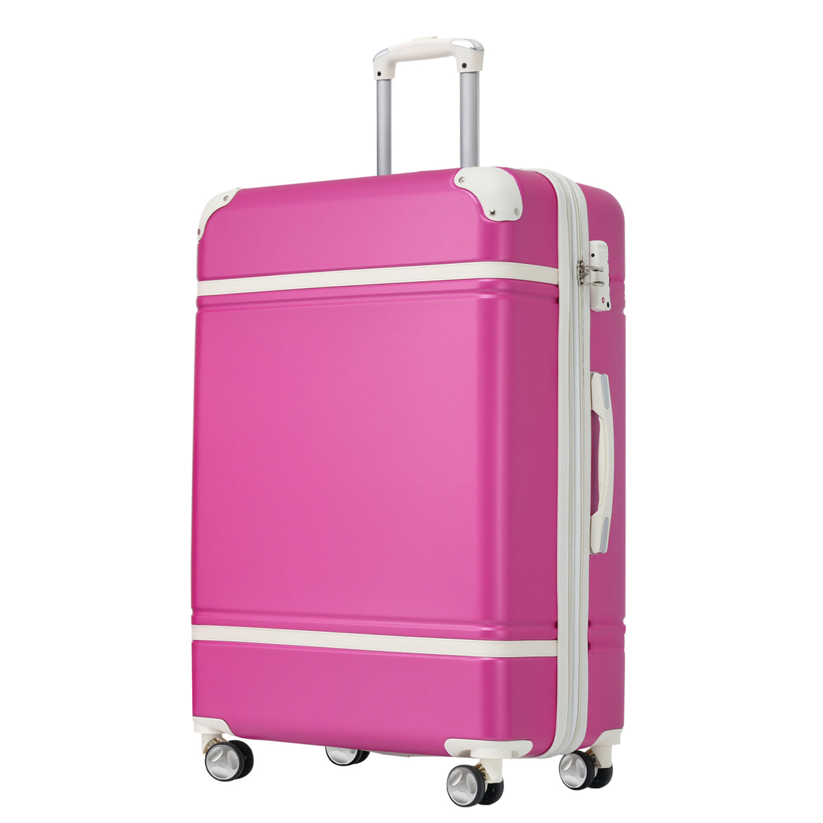 Hardshell Luggage with TSA lock , 24' Expandable Lightweight Suitcase with Spinner Wheels, Single Vintage Luggage,Pink