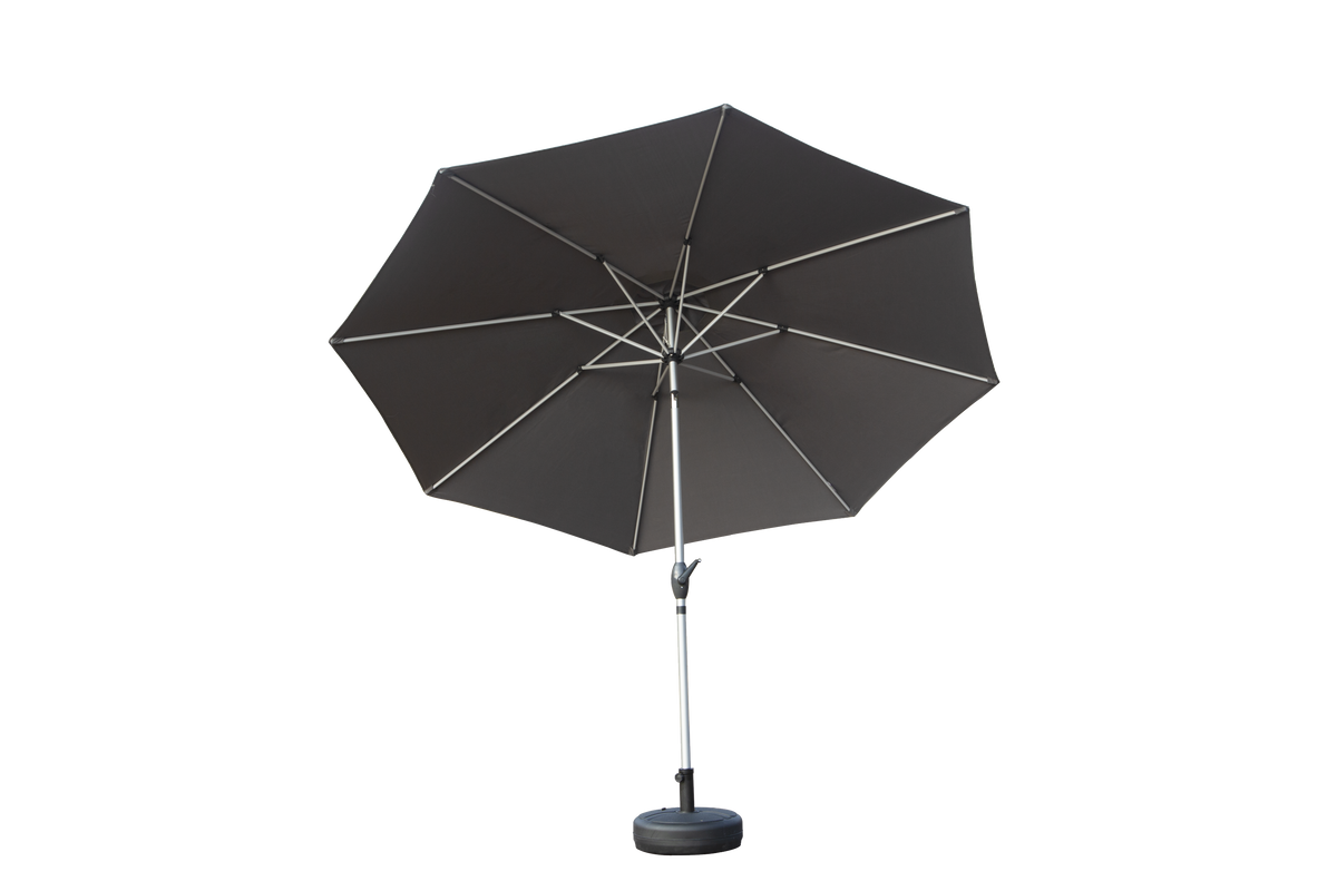 10FT Patio Umbrella, Outdoor Table Umbrella with Push Button Tilt and Crank, UV Protection Waterproof Market Sun Umbrella with 8 Sturdy Ribs for Garden, Deck, Backyard, Pool (Gray) - Base Not Included
