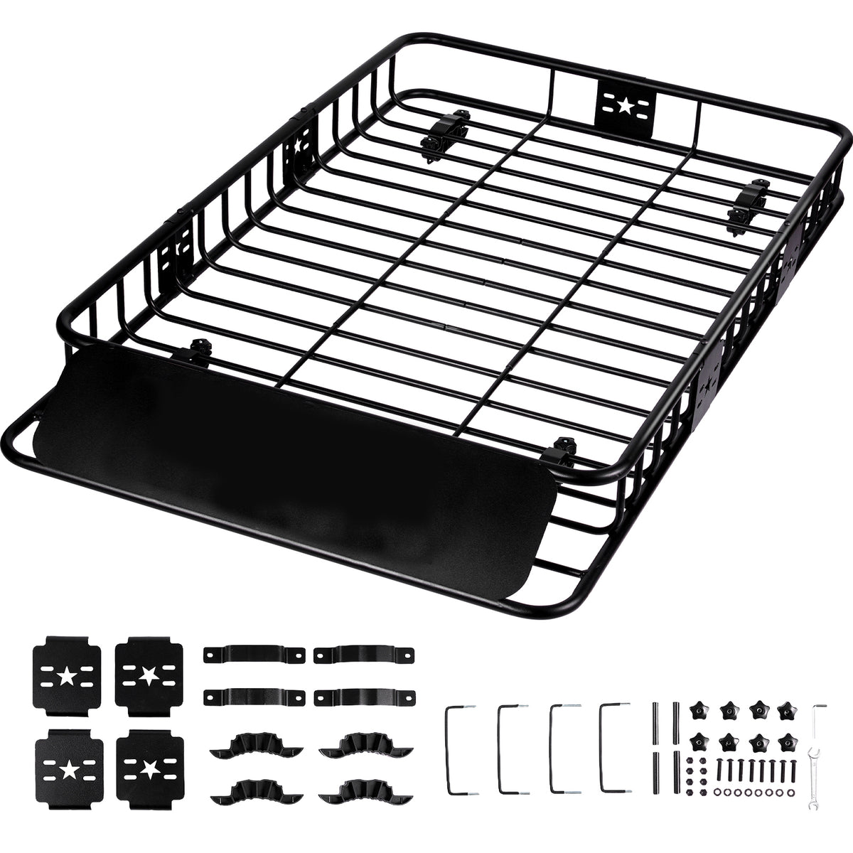 Roof Rack Cargo Basket, 64' x 39' x 6' Rooftop Cargo Carrier with Extension, Heavy-duty 200 LBS Capacity Universal Roof Rack Basket, Luggage Holder for SUV, Truck, Vehicle