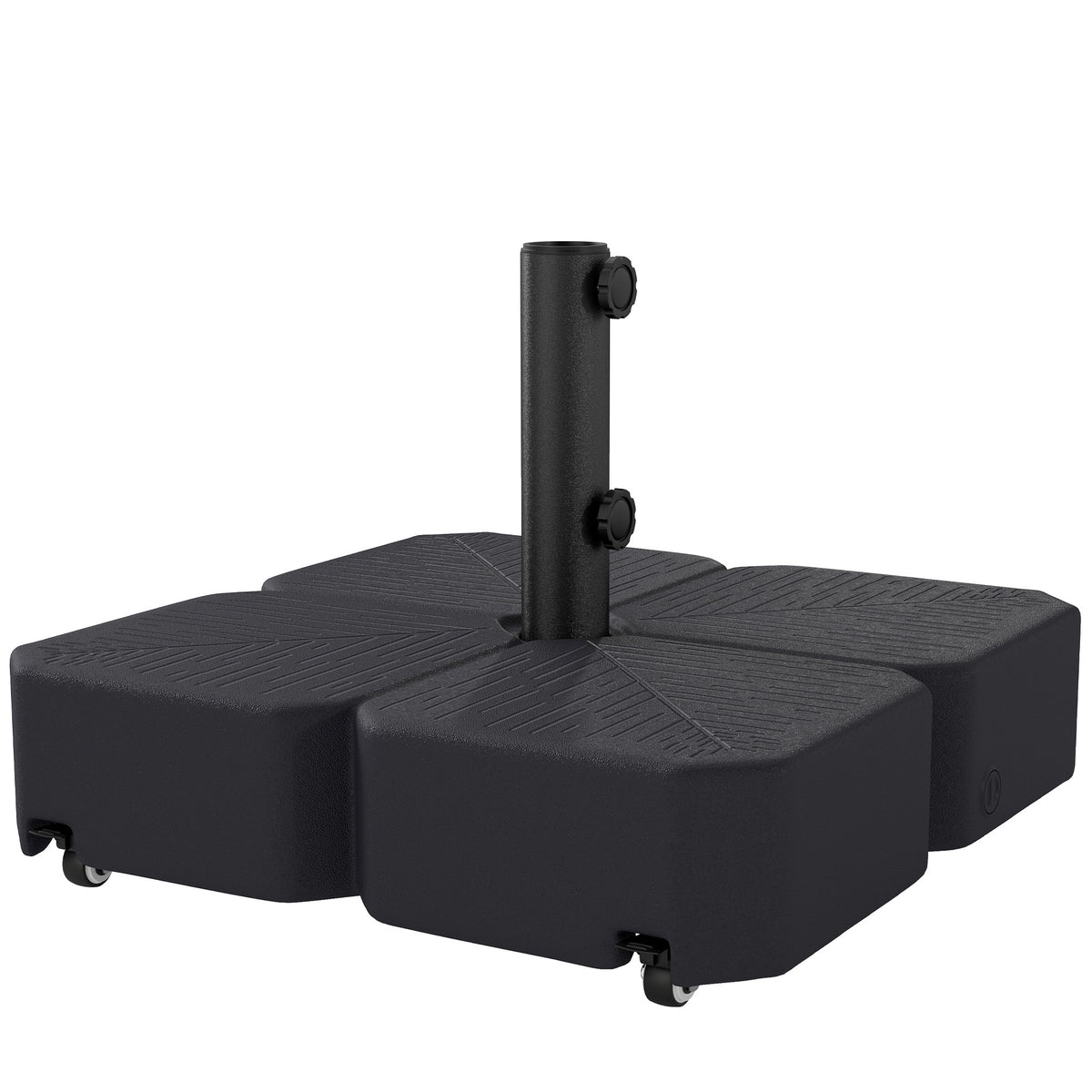 Outsunny Patio Umbrella Base with Wheels, Square Heavy Duty Umbrella Stand Holder, 70 lbs Water or 88 lbs Sand Filled,  for 1.5'/1.9' Poles for Lawn, Outdoor, Black