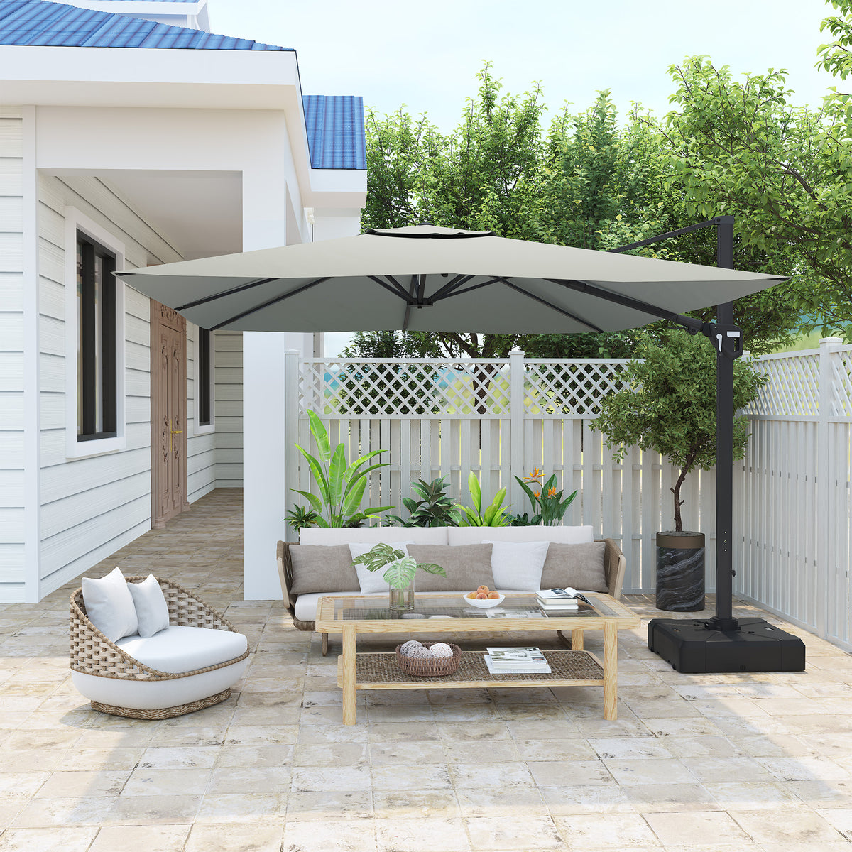 11FT Square Cantilever Patio Umbrella in Gray (without Umbrella Base)