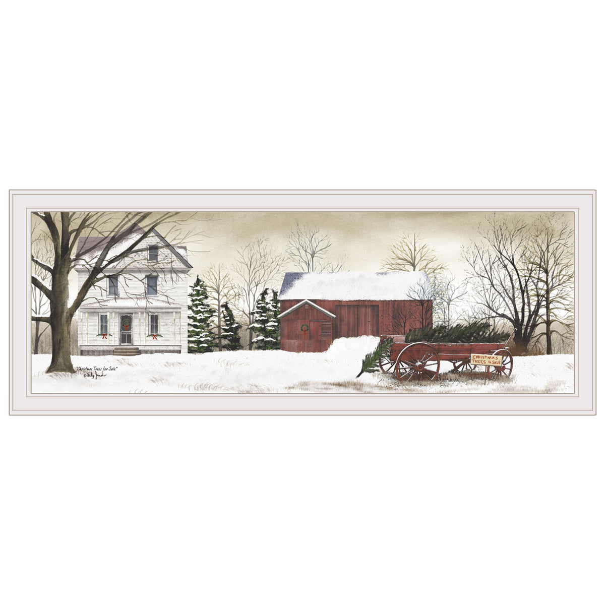 'Christmas Trees for Sale' By Billy Jacobs, Ready to Hang Framed Print, White Frame