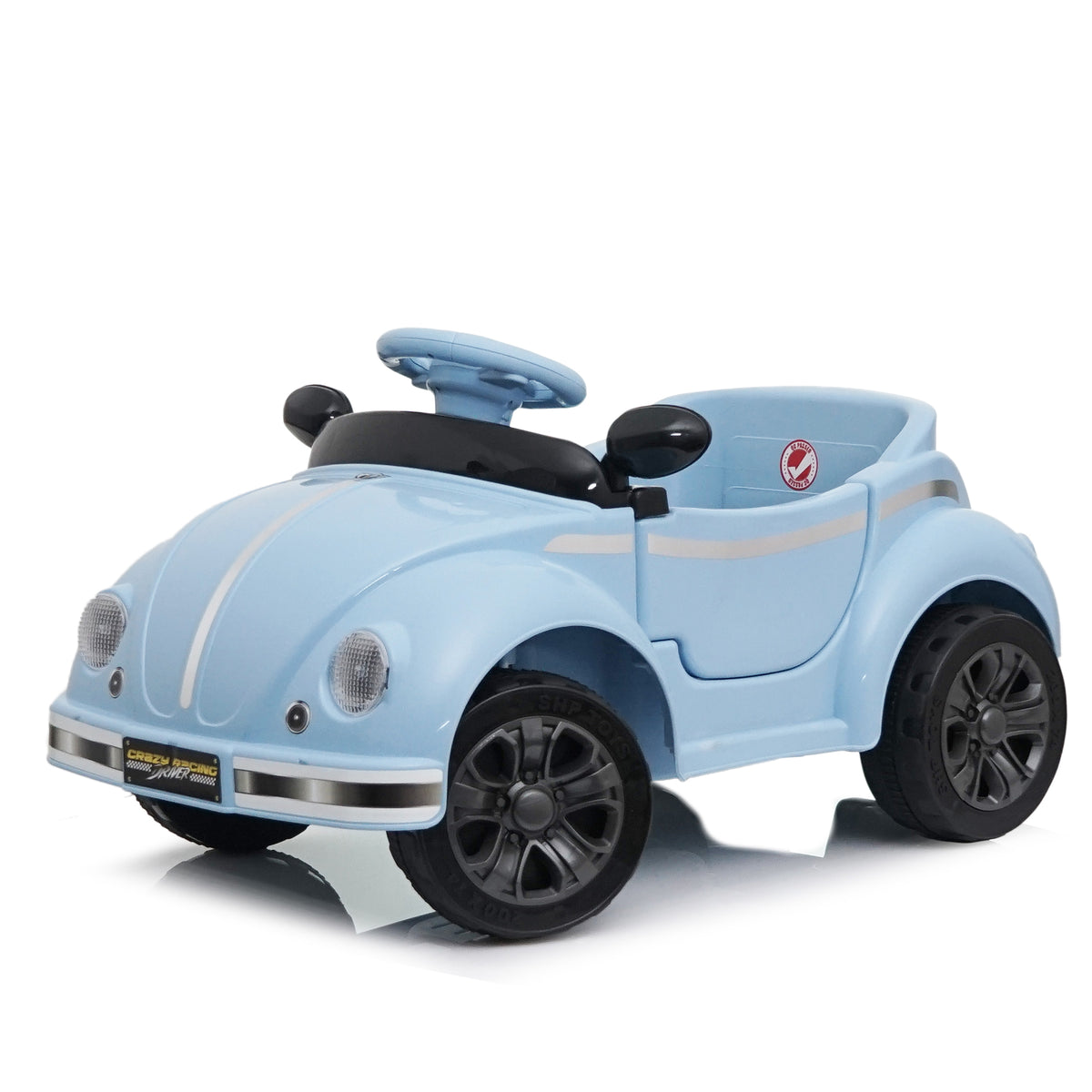 Kids Ride On Car 12V 2.4G RC with Vintage Styling, Blue Polypropylene Body, Adjustable Speed, LED Lights, USB & Bluetooth, Suitable for Ages 2-4