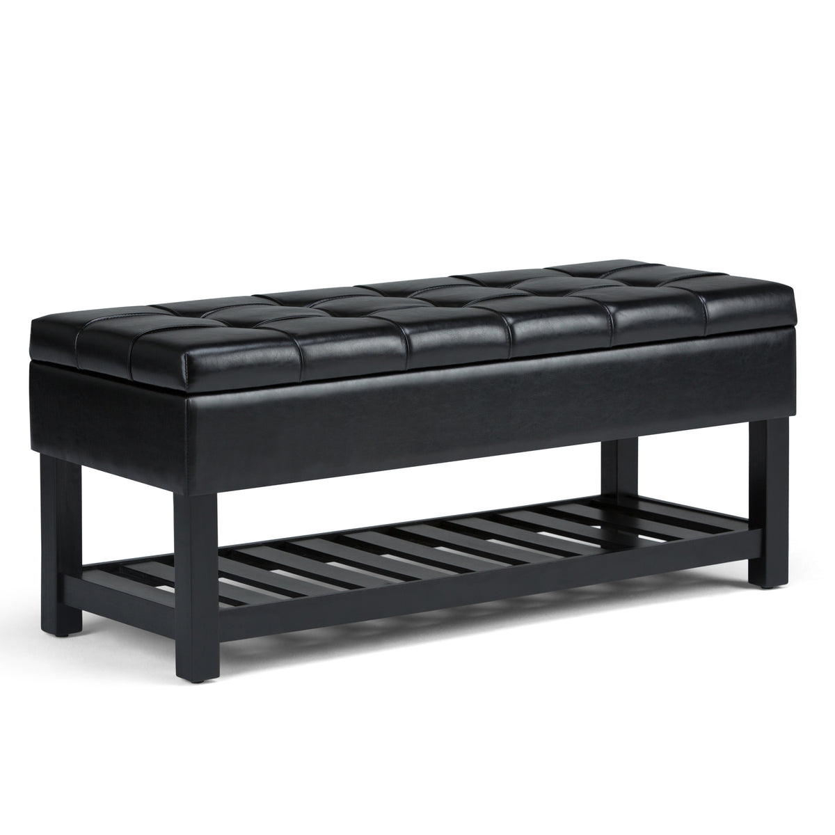 Saxon - Storage Ottoman Bench - Midnight Black