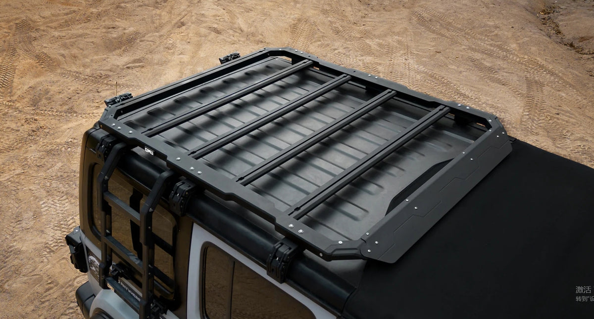 OMU Genesis Series Multifunctional Aluminum Roof Luggage Rack For Jeep Wrangler JL 2018+ 4 Doors( Not Included Rear Window Side Ladder)