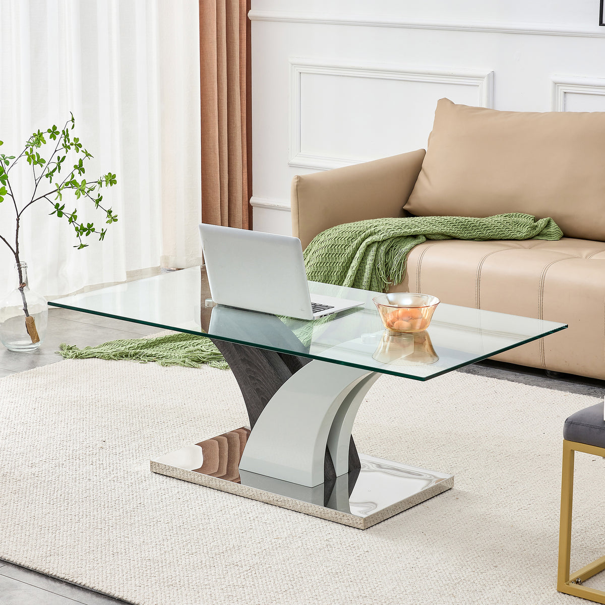 Modern dining table,Tea Table.Coffee Table. Tempered glass countertop, and artistic MDF legs are perfect for hosting dinners, conferences, home, and office decorations.B-793