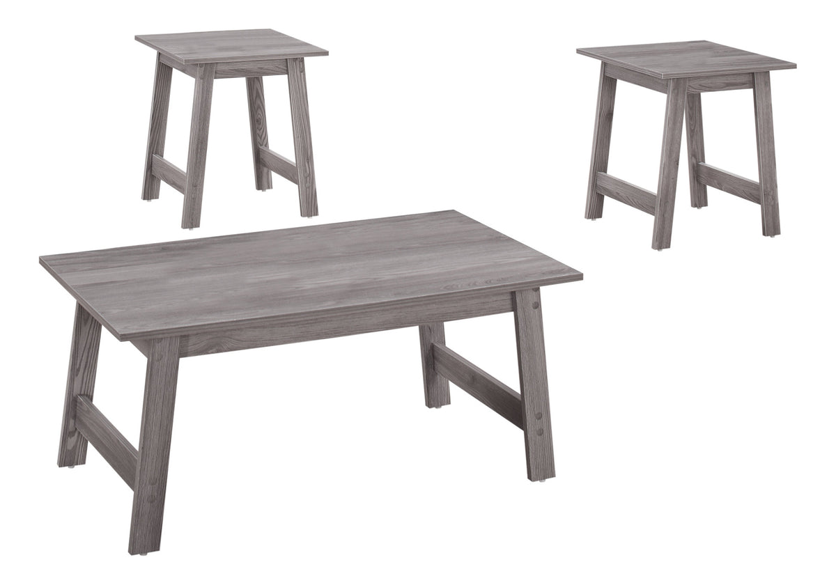 Table Set, 3pcs Set, Coffee, End, Side, Accent, Living Room, Grey Laminate, Transitional