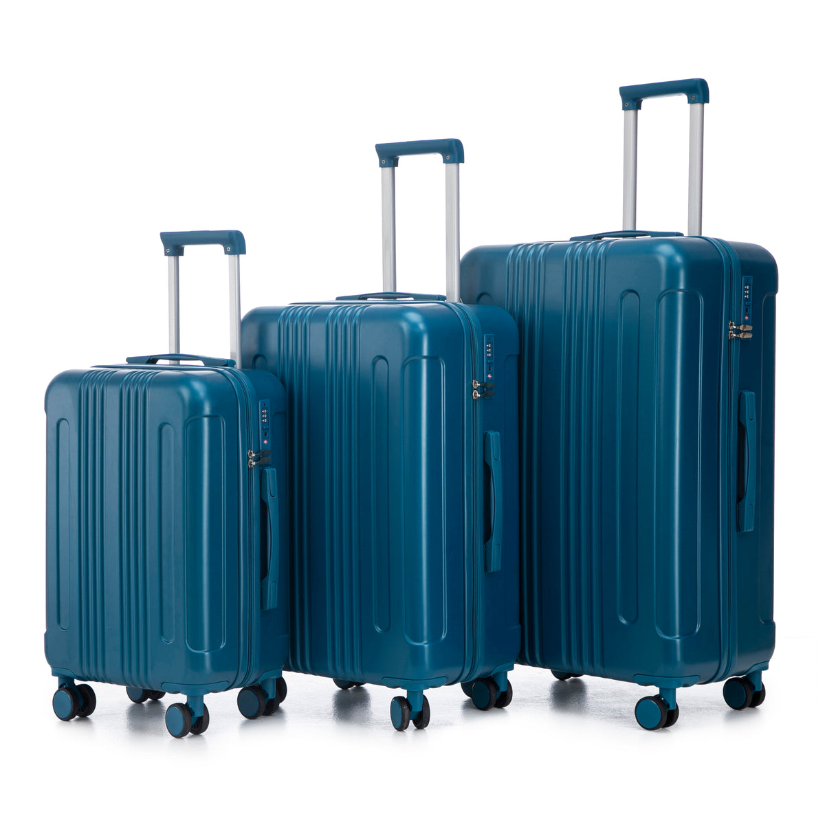 Dark Blue ABS Spinner Luggage Set 20/24/28 Inch, 3-Piece Travel Suitcase with TSA Lock, Lightweight & Durable