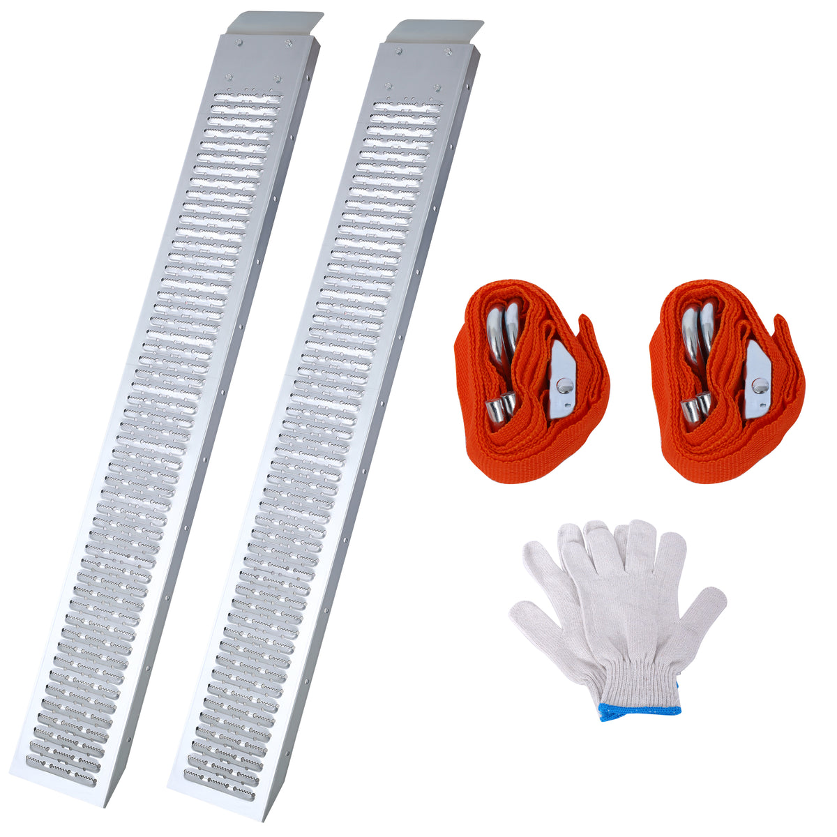66' L Loading Ramps, 960lbs Capacity Loading Ramps for Pickup Trucks, Steel Motorcycle Ramp, Dirt Bike Ramp for Truck, Lawn Mower, Snowblower, ATV, Quad, Pack of 2  ,with 2pcs tie straps,1pair gloves