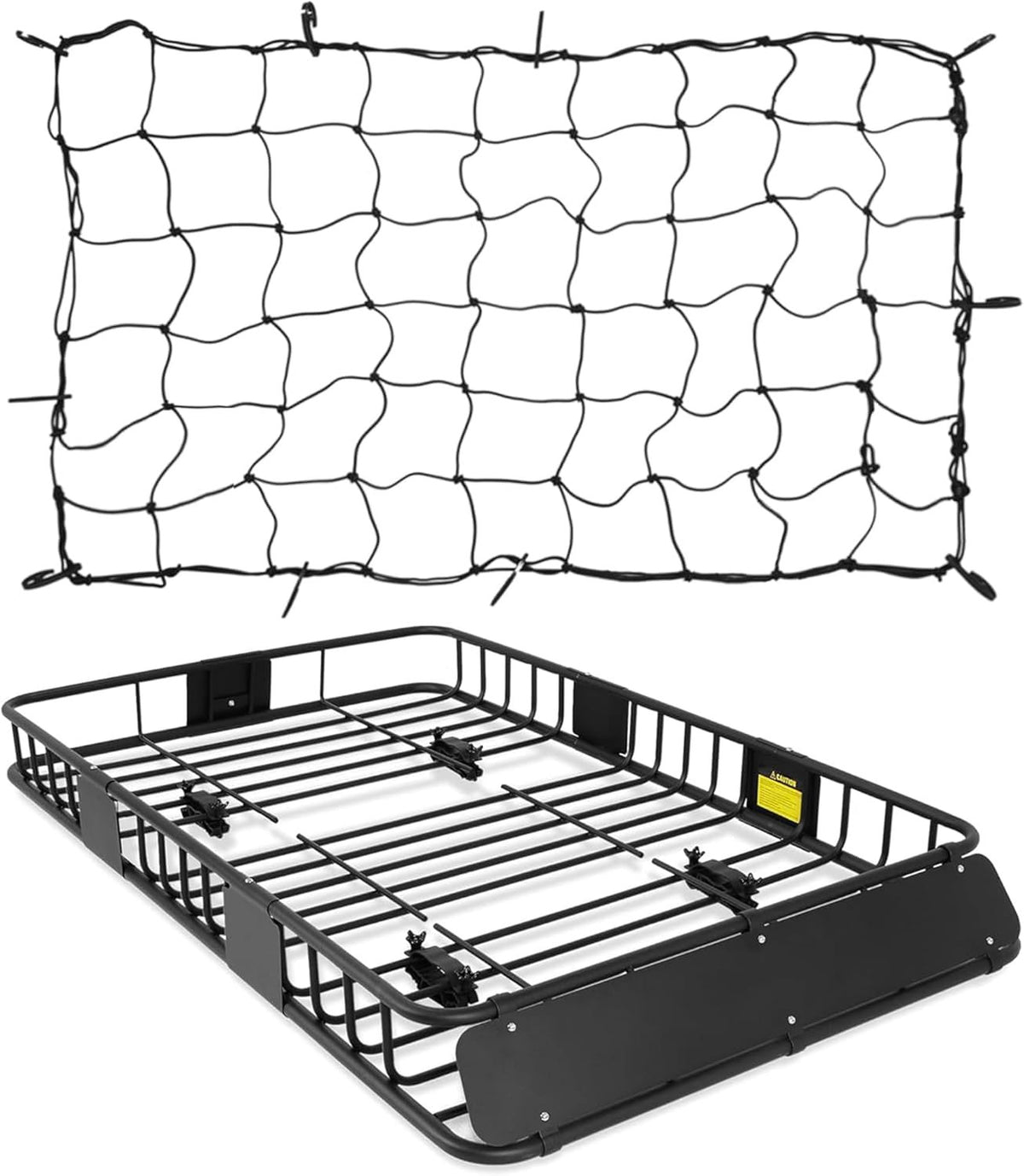 Roof Rack Basket With Net,Rooftop Steel Roof Rack,Cargo Carrier with 250 Lbs Capacity,Extension Black Car Top Luggage Holder 64'x 39' Universal for SUV/ Wagon / Seden