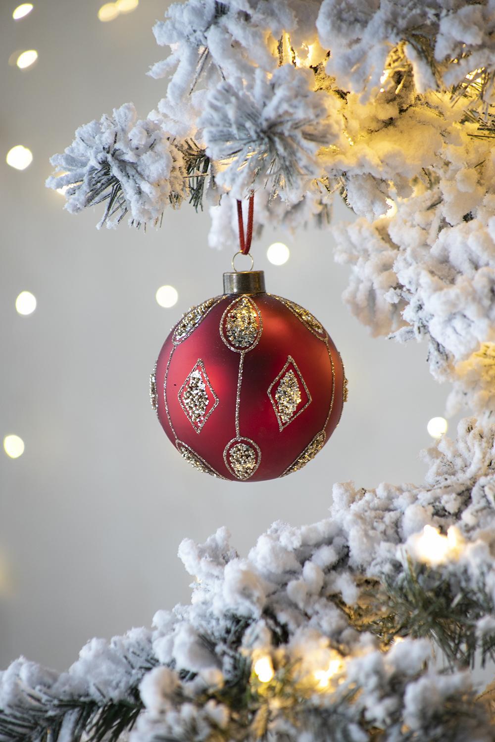 D3.9' Christmas Ball Ornaments, Glass Decorative Hanging Ball Christmas Tree Ornaments for Holiday Party Decorations, Set of 6