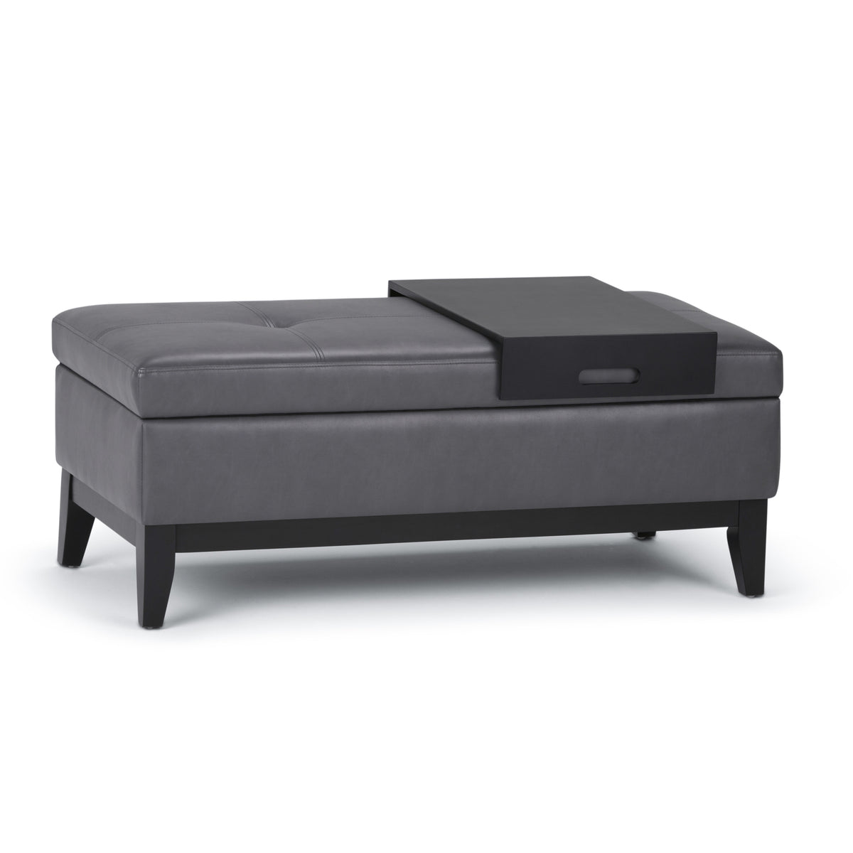 Oregon - Storage Ottoman Bench with Tray - Stone Grey