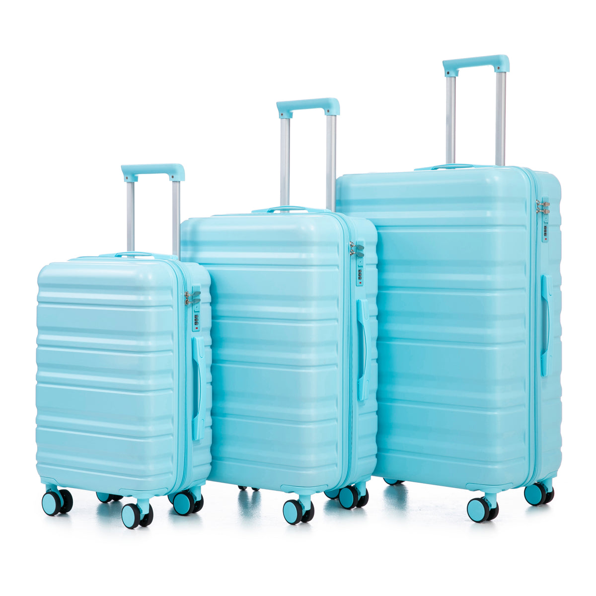 HIFINE Tourist 20/24/28 inch 3-Piece ABS Spinner Luggage Set, Blue, Durable Hard Shell with Combination Lock and 360° Silent Wheels