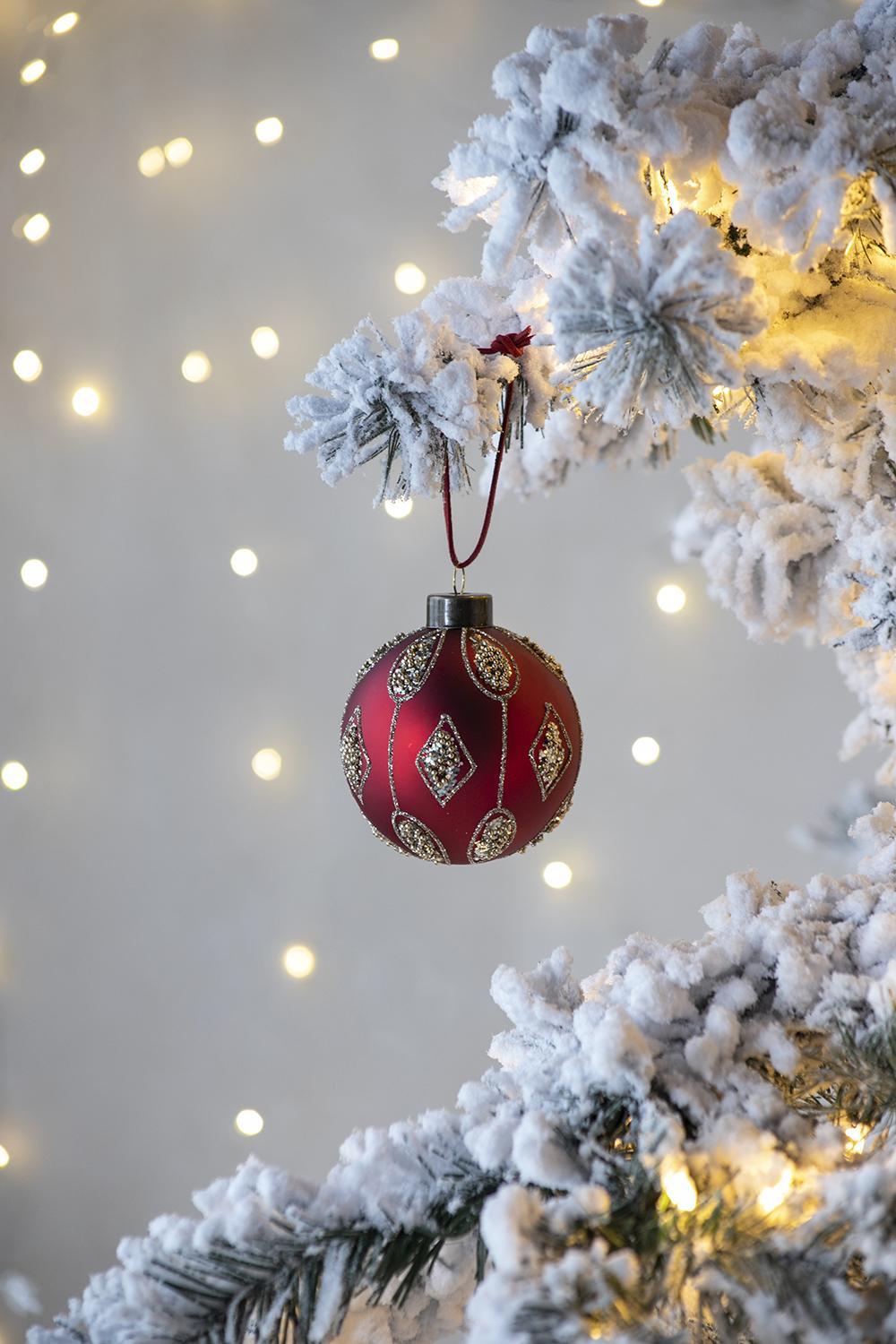 D3' Christmas Ball Ornaments, Glass Decorative Hanging Ball Christmas Tree Ornaments for Holiday Party Decorations, Set of 12