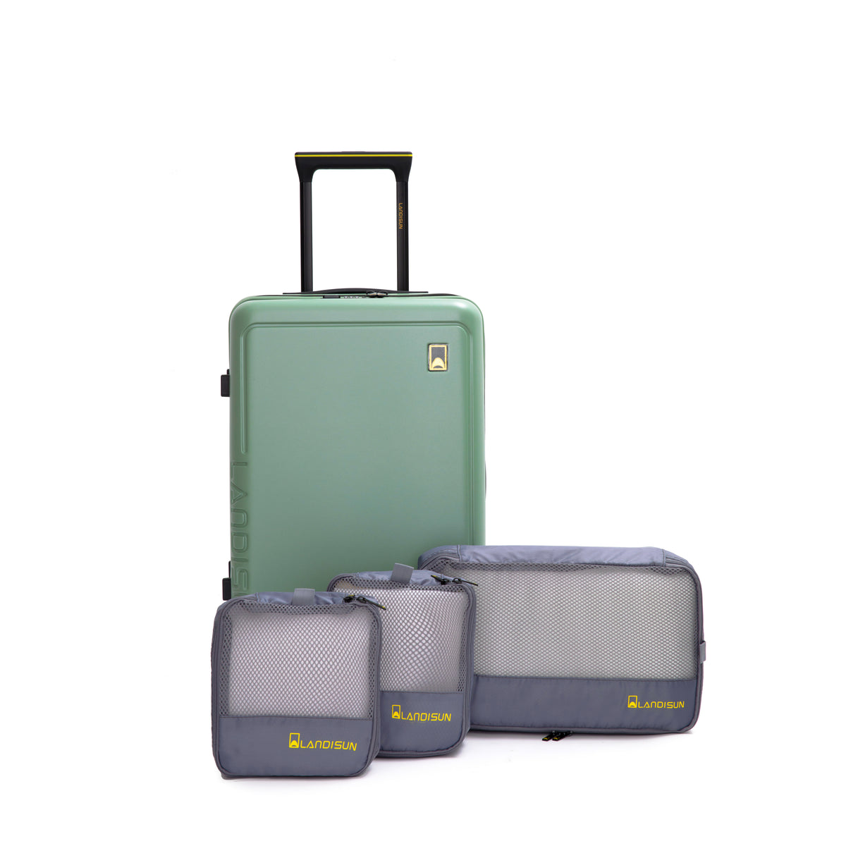 19' +3pc Lining storage bag Three-piece Carry On Luggage,Suitcases with Wheels,ABS Lightweight Carry On Suitcase,Hard Shell Luggage GREEN