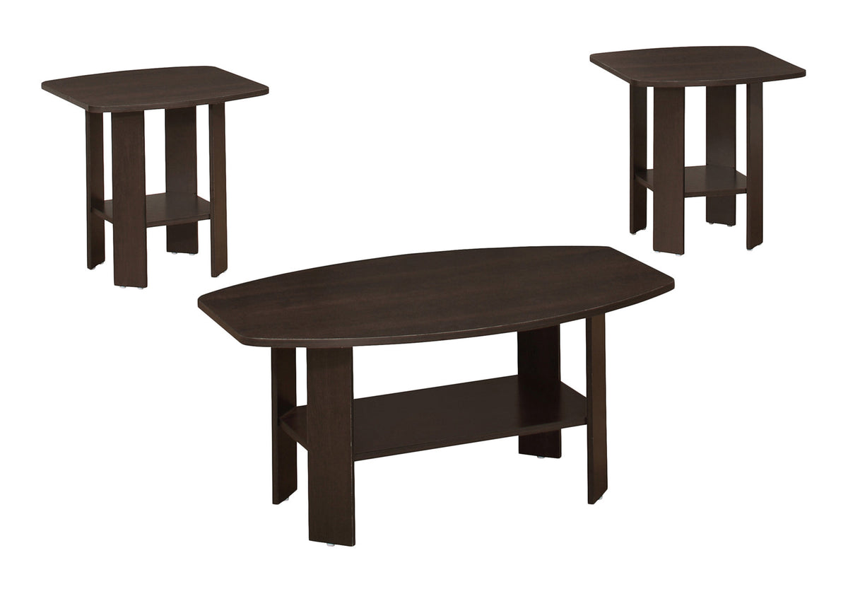 Table Set, 3pcs Set, Coffee, End, Side, Accent, Living Room, Brown Laminate, Transitional