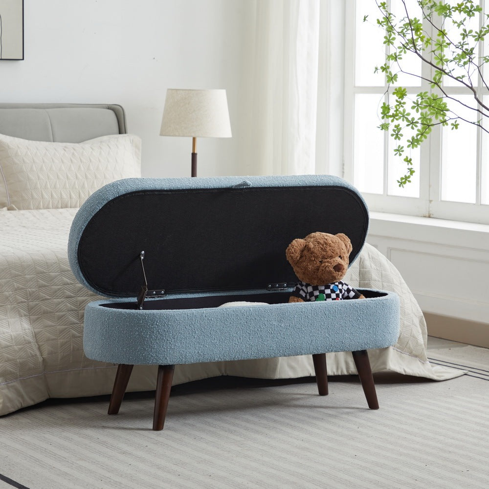S02 Basics Upholstered Storage Ottoman and Entryway Bench BLUE