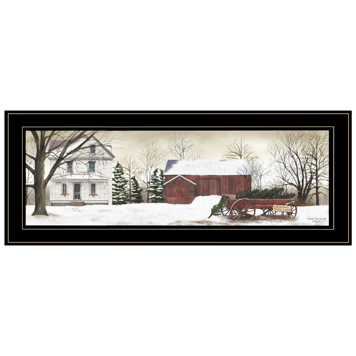 'Christmas Trees for Sale' By Billy Jacobs, Ready to Hang Framed Print, Black Frame