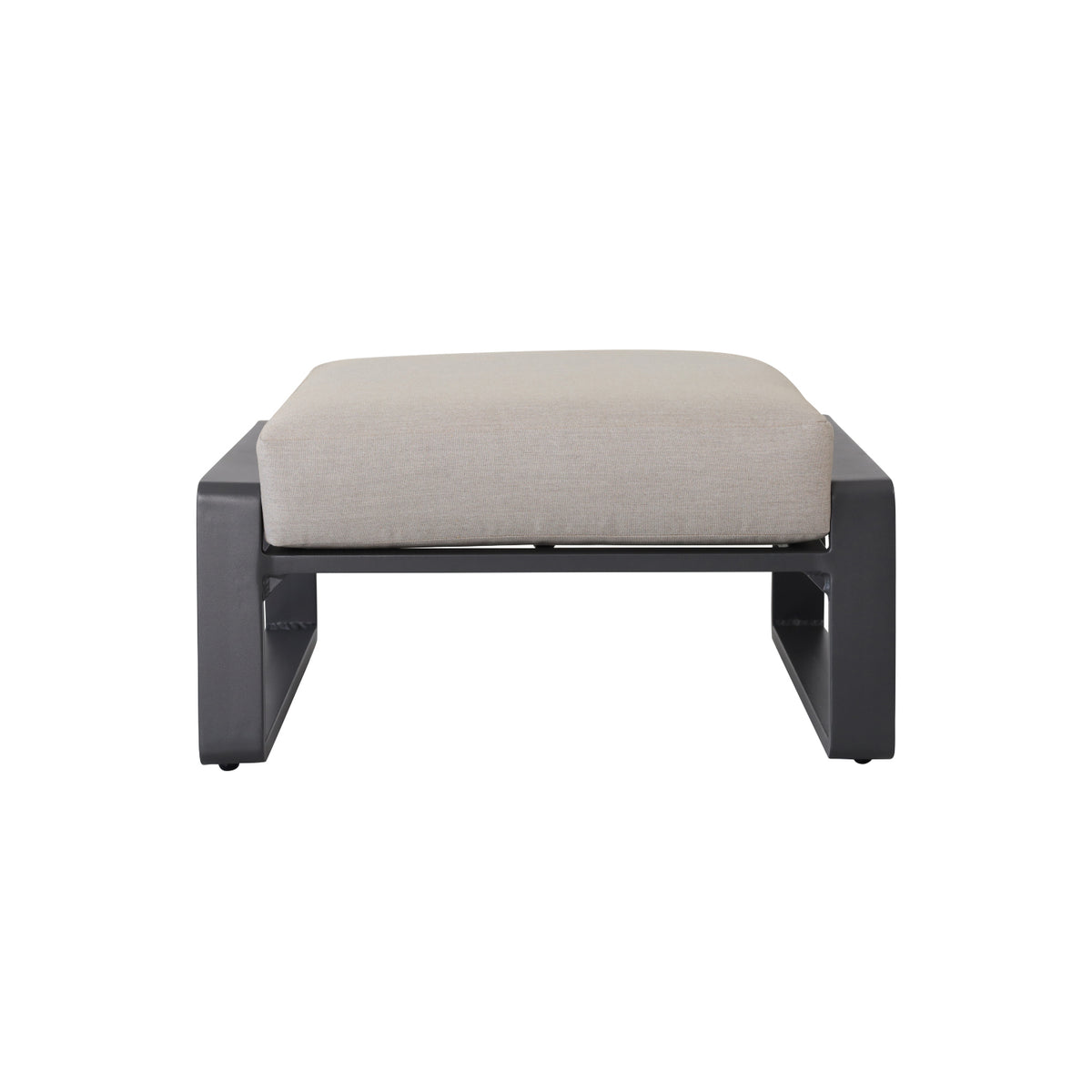 Tino Tino Aluminum Ottomans with Light Brown Seat Cushions - 2 Piece Set