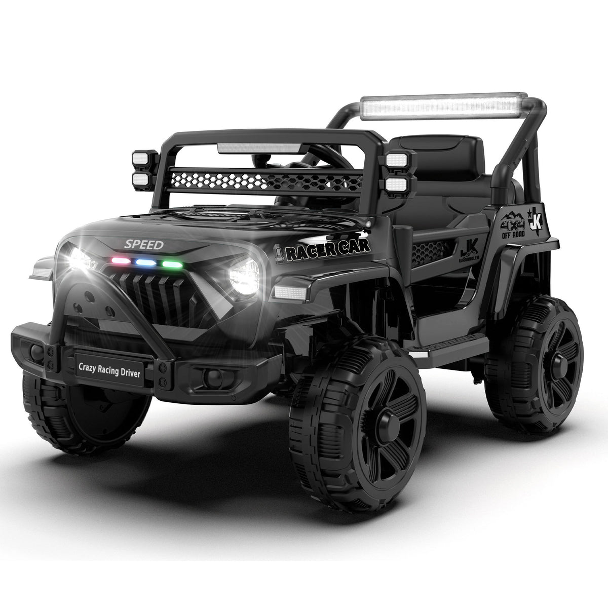 12V Kids Ride On Electric Truck Car W/Parents Control,2WD,Four-wheel suspension,Early education function,Adjustable volume,USB,MP3,Bluetooth,Microphone jack,Power display,LED lights For kids aged 1-4.