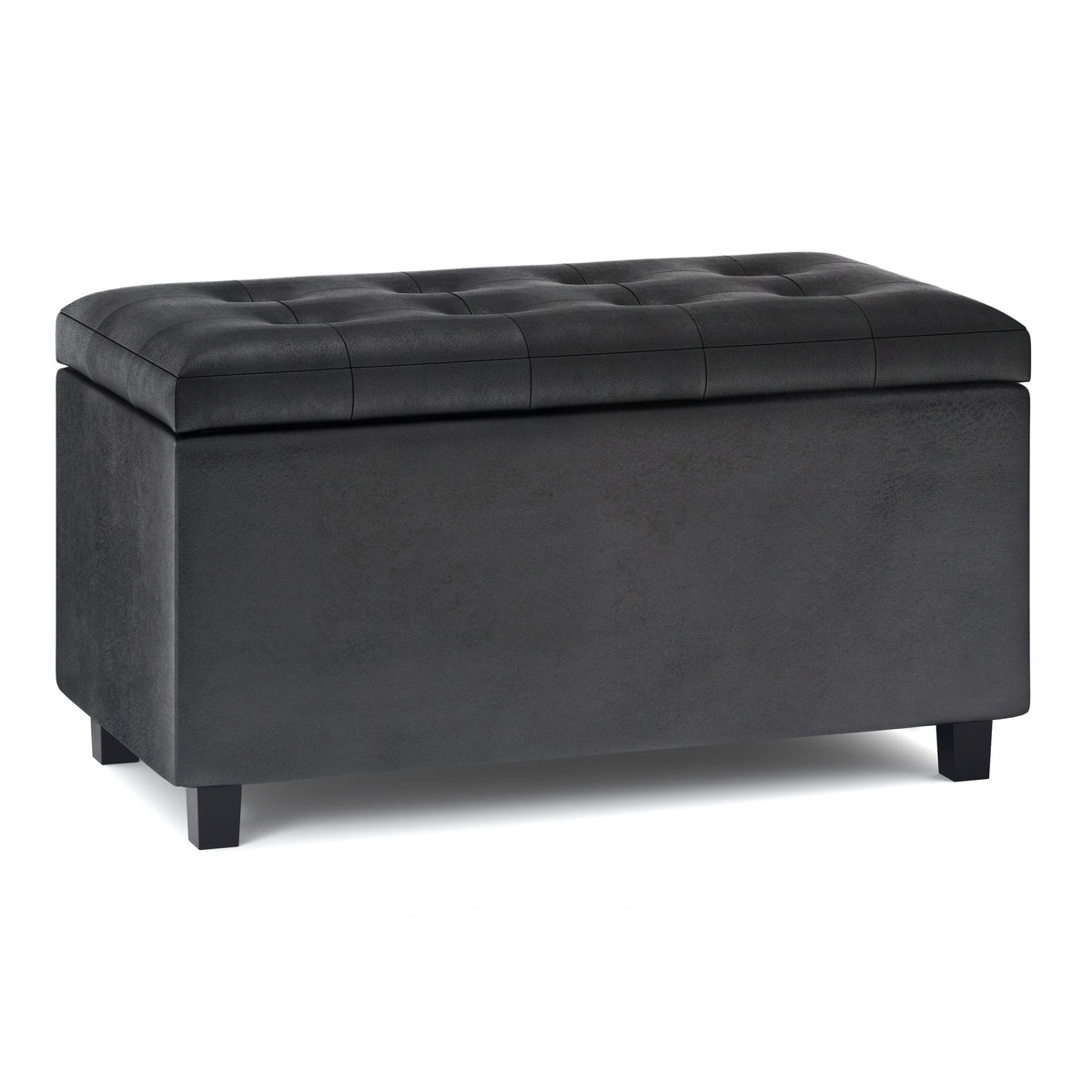 Cosmopolitan - Storage Ottoman - Distressed Black