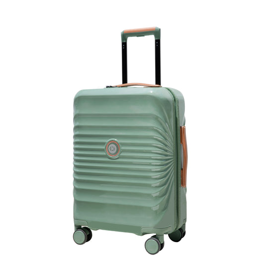 20' Carry on Luggage Lightweight Suitcase TSA Lock USB port   Luggage Wheel lock Artificial leather Top handle Spinner Wheels GREEN